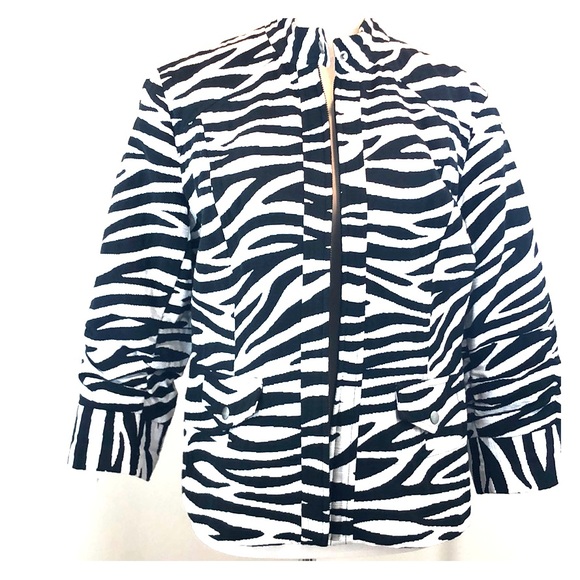 Chico’s Zebra linen-look blazer - Picture 1 of 7